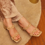 Embellished PU Party Block Sandals