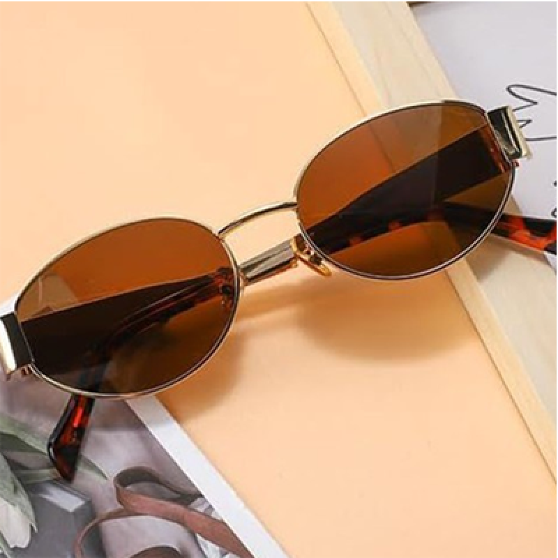 Round Sunglasses with UV Protected Lens 5888 Brown-Brown