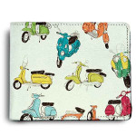 Leather Vintage Scooter Pattern Printed Wallet